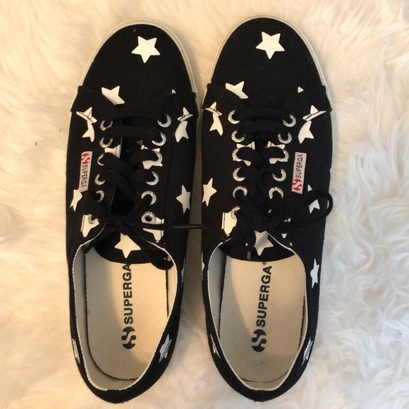 Superga Black and White Star Sneakers - Picture 1 of 8